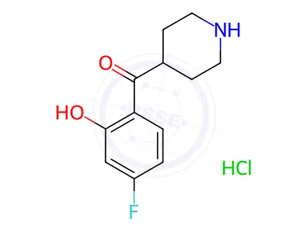 Chemical structure of (4-Fluoro-2-hydroxyphenyl)(piperidin-4-yl)methanone Hydrochloride