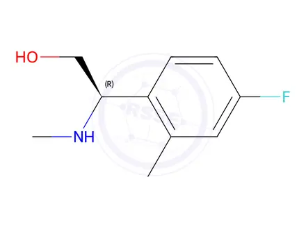 Chemical structure of (R)-2-(4-fluoro-2-methylphenyl)-2-(methylamino)ethan-1-ol