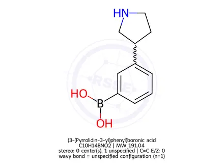 Chemical structure of (3-(Pyrrolidin-3-yl)phenyl)boronic acid