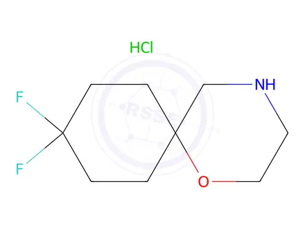 Chemical structure of 9,9-Difluoro-1-oxa-4-azaspiro[5.5]undecane hydrochloride