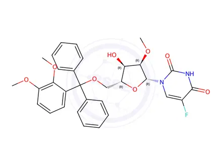 Chemical structure of 5’-O-(Dimethoxytrityl)-5-fluoro-2’-O-methyluridine