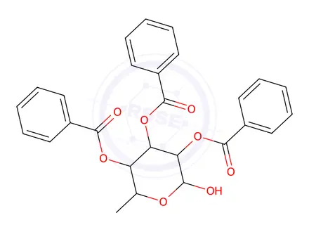 Chemical structure of 2,3,4-Tri-o-benzoyl-beta-L-rhamnopyranose