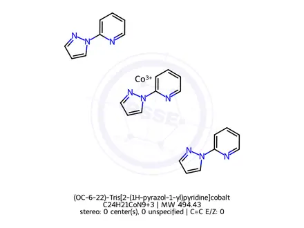 Chemical structure of (OC-6-22)-Tris[2-(1H-pyrazol-1-yl)pyridine]cobalt