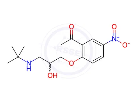 Chemical structure of 5-Nitro-2-(3-(tert-butylamino)-2-hydroxypropoxy)acetophenone