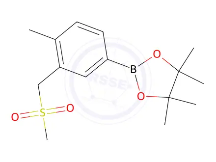 Chemical structure of 4,4,5,5-Tetramethyl-2-(4-methyl-3-((methylsulfonyl)methyl)phenyl)-1,3,2-dioxaborolane