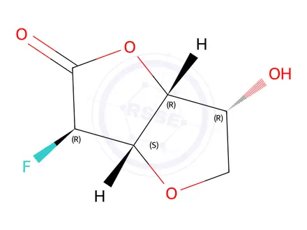 Chemical structure of D-Gluconic acid, 3,6-anhydro-2-deoxy-2-fluoro-, gamma-lactone (9CI)