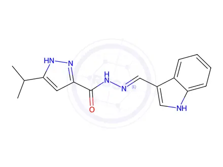 Chemical structure of N'-((1H-Indol-3-yl)methylene)-3-isopropyl-1H-pyrazole-5-carbohydrazide