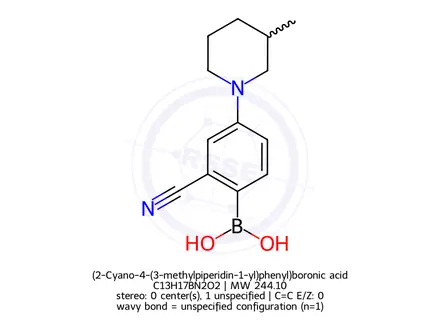 Chemical structure of (2-Cyano-4-(3-methylpiperidin-1-yl)phenyl)boronic acid