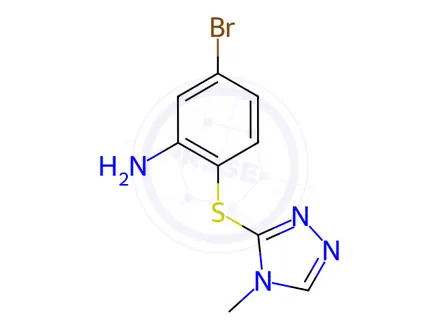 Chemical structure of 5-Bromo-2-[(4-methyl-4H-1,2,4-triazol-3-yl)sulfanyl]aniline