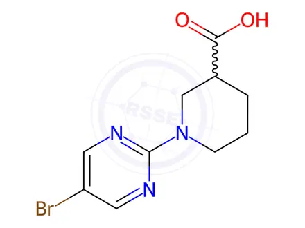 Chemical structure of 1-(5-Bromopyrimidin-2-yl)piperidine-3-carboxylic acid