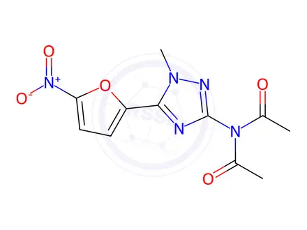 Chemical structure of N-Acetyl-N-(1-methyl-5-(5-nitrofuran-2-yl)-1H-1,2,4-triazol-3-yl)acetamide