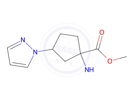 Chemical structure of Methyl 1-(methylamino)-3-(1h-pyrazol-1-yl)cyclopentane-1-carboxylate