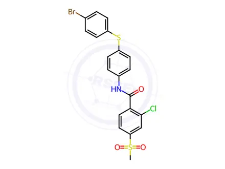 Chemical structure of N-{4-[(4-bromophenyl)sulfanyl]phenyl}-2-chloro-4-methanesulfonylbenzamide