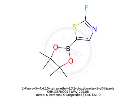 Chemical structure of 2-Fluoro-5-(4,4,5,5-tetramethyl-1,3,2-dioxaborolan-2-yl)thiazole