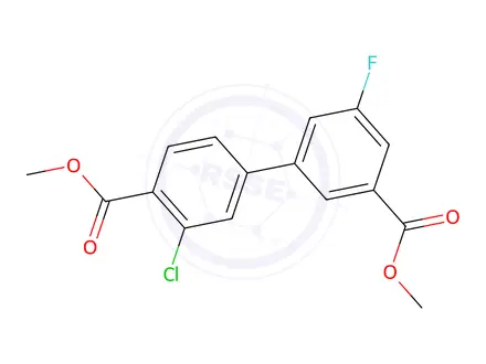 Chemical structure of Dimethyl 3-chloro-3'-fluorobiphenyl-4,5'-dicarboxylate