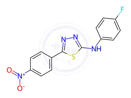 Chemical structure of N-(4-Fluorophenyl)-5-(4-nitrophenyl)-1,3,4-thiadiazol-2-amine