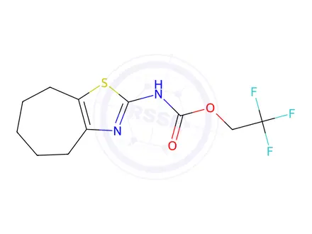 Chemical structure of 2,2,2-trifluoroethyl N-{4H,5H,6H,7H,8H-cyclohepta[d][1,3]thiazol-2-yl}carbamate