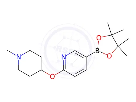 Chemical structure of 2-[(1-METHYL-4-PIPERIDINYL)OXY]-5-(4,4,5,5-TETRAMETHYL-1,3,2-DIOXABOROLAN-2-YL)-PYRIDINE