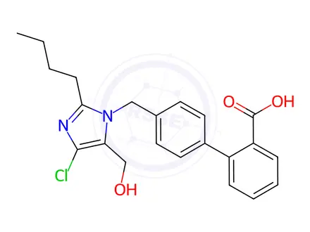 Chemical structure of 4'-((2-Butyl-4-chloro-5-(hydroxymethyl)-1H-imidazol-1-yl)methyl)-[1,1'-biphenyl]-2-carboxylic Acid