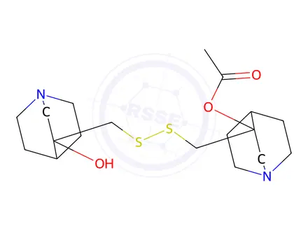 Chemical structure of 3-((((3-Hydroxyquinuclidin-3-yl)methyl)disulfanyl)methyl)quinuclidin-3-yl acetate