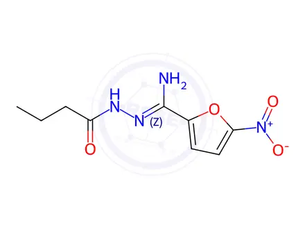 Chemical structure of N(SUP.2)-BUTYROYL-5-NITRO-2-FUROHYDRAZIDEIMIDE