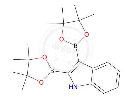 Chemical structure of 2,3-Bis(4,4,5,5-tetramethyl-1,3,2-dioxaborolan-2-yl)-1H-indole
