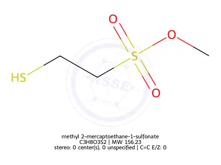 Chemical structure of methyl 2-mercaptoethane-1-sulfonate