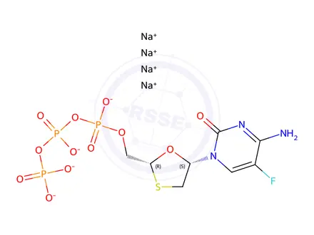 Chemical structure of (-)-Emtricitabine Triphosphate Tetrasodium Salt