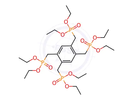 Chemical structure of Phosphonic acid, P,P',P'',P'''-[1,2,4,5-benzenetetrayltetrakis(methylene)]tetrakis-, P,P,P',P',P'',P'',P''',P'''-octaethyl ester
