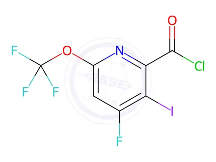Chemical structure of 4-Fluoro-3-iodo-6-(trifluoromethoxy)pyridine-2-carbonyl chloride