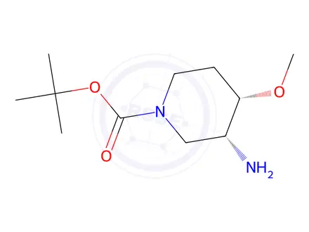 Chemical structure of tert-Butyl (3R,4S)-3-amino-4-methoxypiperidine-1-carboxylate