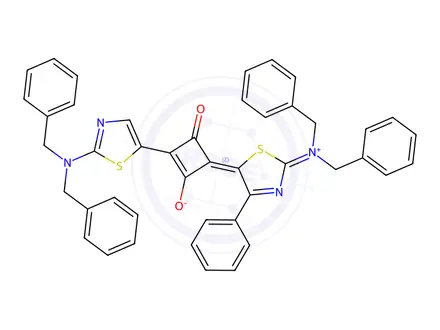 Chemical structure of 1-(2-Dibenzylamino-4-phenyl-thiazol-5-yl)-3-(2,5-dihydro-2-dibenzylimmonium-4-phenyl-thiazol-5-ylidene)-2-oxo-cyclobuten-4-olate