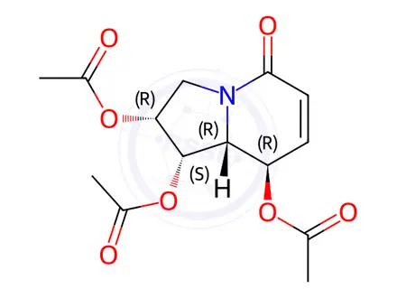 Chemical structure of (1S,2R,8R,8aR)-1,2,8-Triacetoxy-1,2,3,5,8,8a-hexahydro-5-oxyindolizine