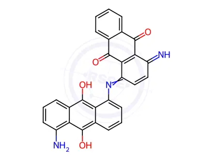 Chemical structure of 1-amino-4-[(5-amino-9,10-dihydro-9,10-dioxo-1-anthryl)amino]anthraquinone