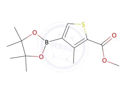 Chemical structure of Methyl 3-methyl-4-(4,4,5,5-tetramethyl-1,3,2-dioxaborolan-2-yl)thiophene-2-carboxylate