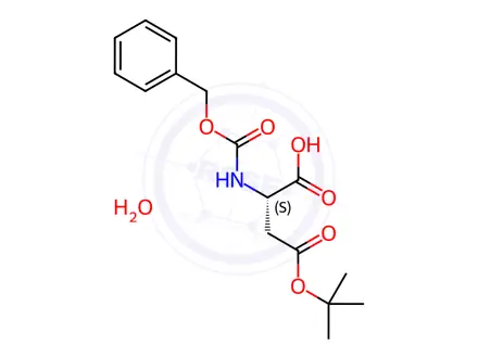 Chemical structure of (S)-2-(((Benzyloxy)carbonyl)amino)-4-(tert-butoxy)-4-oxobutanoic Acid Hydrate