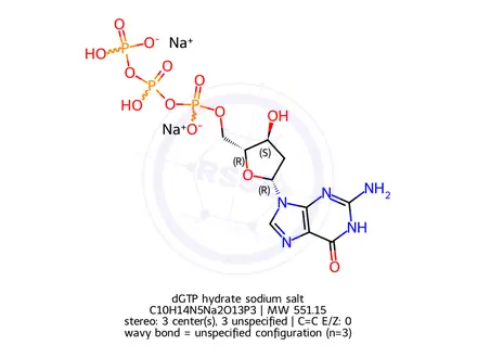 Chemical structure of dGTP hydrate sodium salt