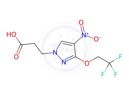 Chemical structure of 3-[4-nitro-3-(2,2,2-trifluoroethoxy)-1H-pyrazol-1-yl]propanoic acid