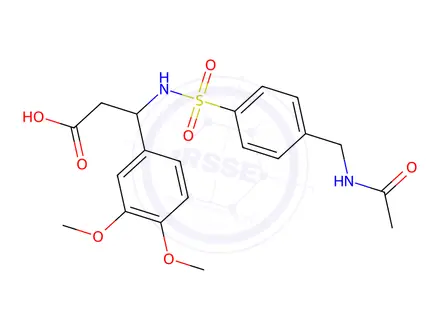 Chemical structure of 3-(3,4-Dimethoxyphenyl)-3-[4-(acetamidomethyl)benzenesulfonamido]propanoic acid