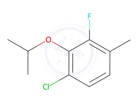 Chemical structure of Benzene, 1-chloro-3-fluoro-4-methyl-2-(1-methylethoxy)-