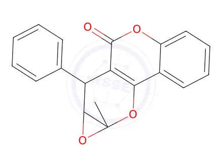 Chemical structure of rac-2-Methyl-2,3-epoxy-4-phenyl-4H-pyrano[3,2-c]benzopyran-5-one