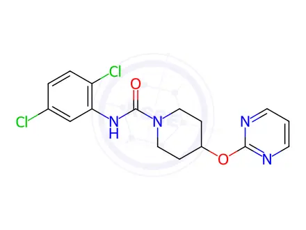 Chemical structure of N-(2,5-Dichlorophenyl)-4-(pyrimidin-2-yloxy)piperidine-1-carboxamide