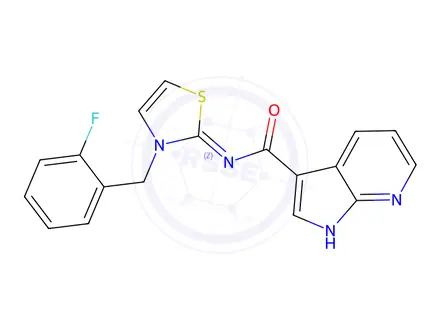 Chemical structure of (Z)-N-(3-(2-fluorobenzyl)thiazol-2(3H)-ylidene)-1H-pyrrolo[2,3-b]pyridine-3-carboxamide