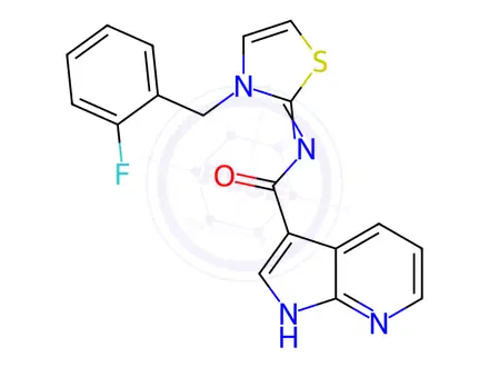 Chemical structure of (Z)-N-(3-(2-fluorobenzyl)thiazol-2(3H)-ylidene)-1H-pyrrolo[2,3-b]pyridine-3-carboxamide