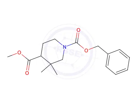 Chemical structure of 1-Benzyl 4-methyl 3,3-dimethylpiperidine-1,4-dicarboxylate