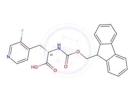 Chemical structure of (2S)-2-({[(9H-fluoren-9-yl)methoxy]carbonyl}amino)-3-(3-fluoropyridin-4-yl)propanoic acid