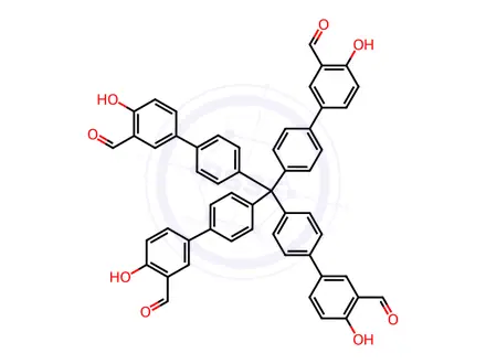 Chemical structure of 4',4''',4''''',4'''''''-methanetetrayltetrakis(4-hydroxy-[1,1'-biphenyl]-3-carbaldehyde)