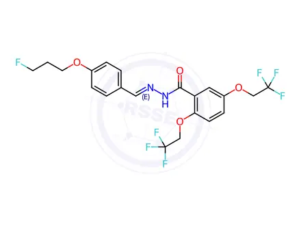 Chemical structure of N'-[(1E)-[4-(3-Fluoropropoxy)phenyl]methylidene]-2,5-bis(2,2,2-trifluoroethoxy)benzohydrazide