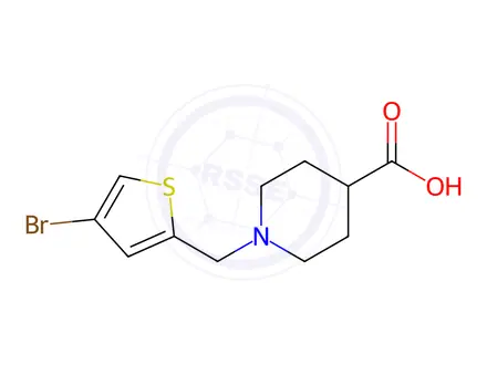 Chemical structure of 1-[(4-Bromothiophen-2-yl)methyl]piperidine-4-carboxylic acid