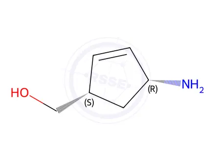 Chemical structure of (1S, cis)-4-amino-2-cyclopentene-1-methanol